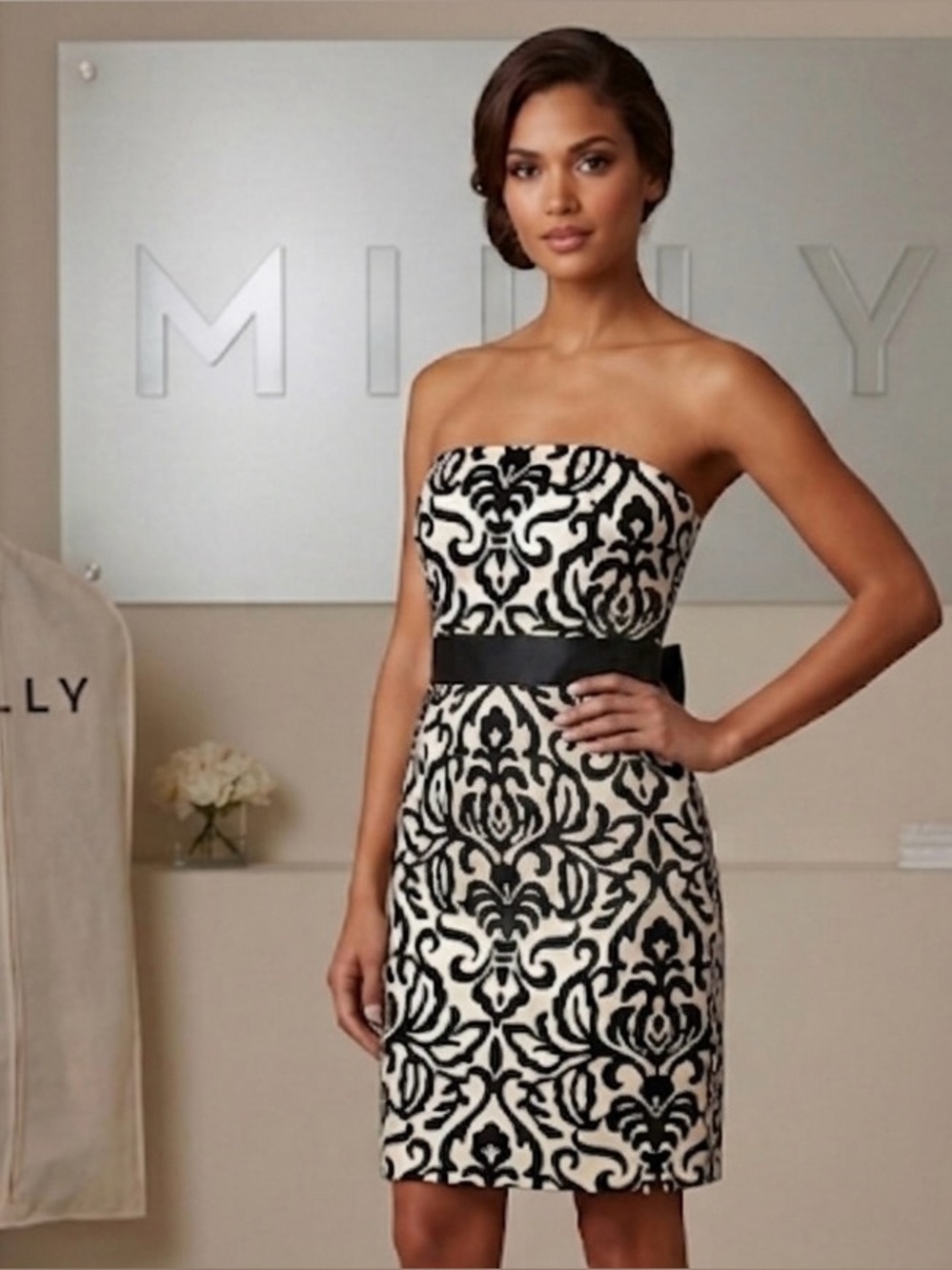 Authentic Milly designer strapless print dress sz 4